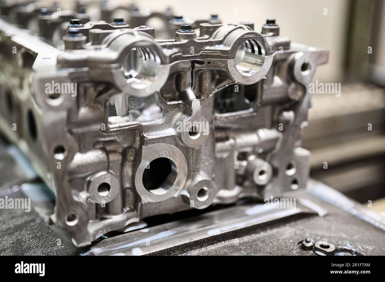 Cylinder heads of automobile engine ready for installation Stock Photo