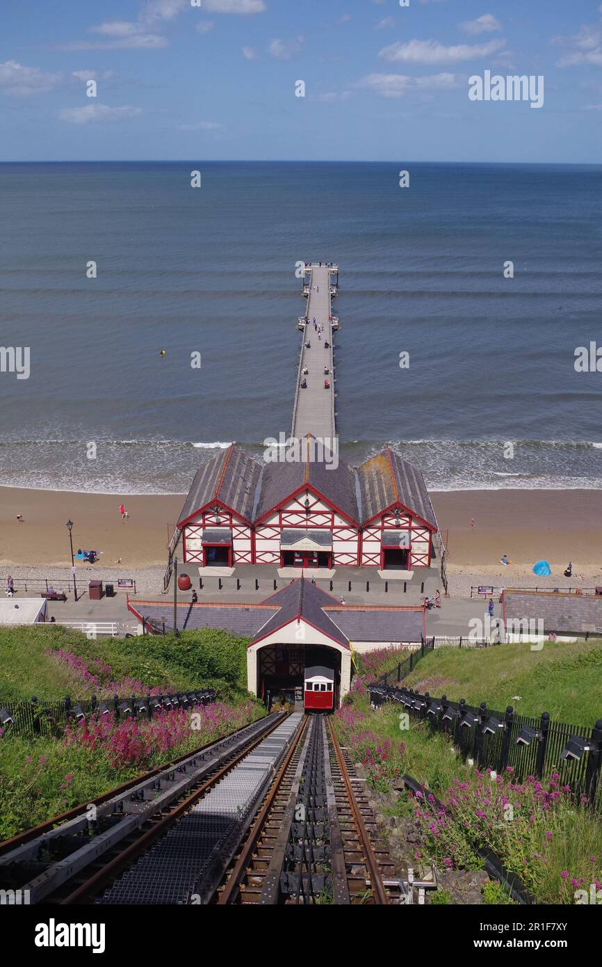 Saltburn Pier and Tram, Saltburnbythesea, England Stock Photo Alamy