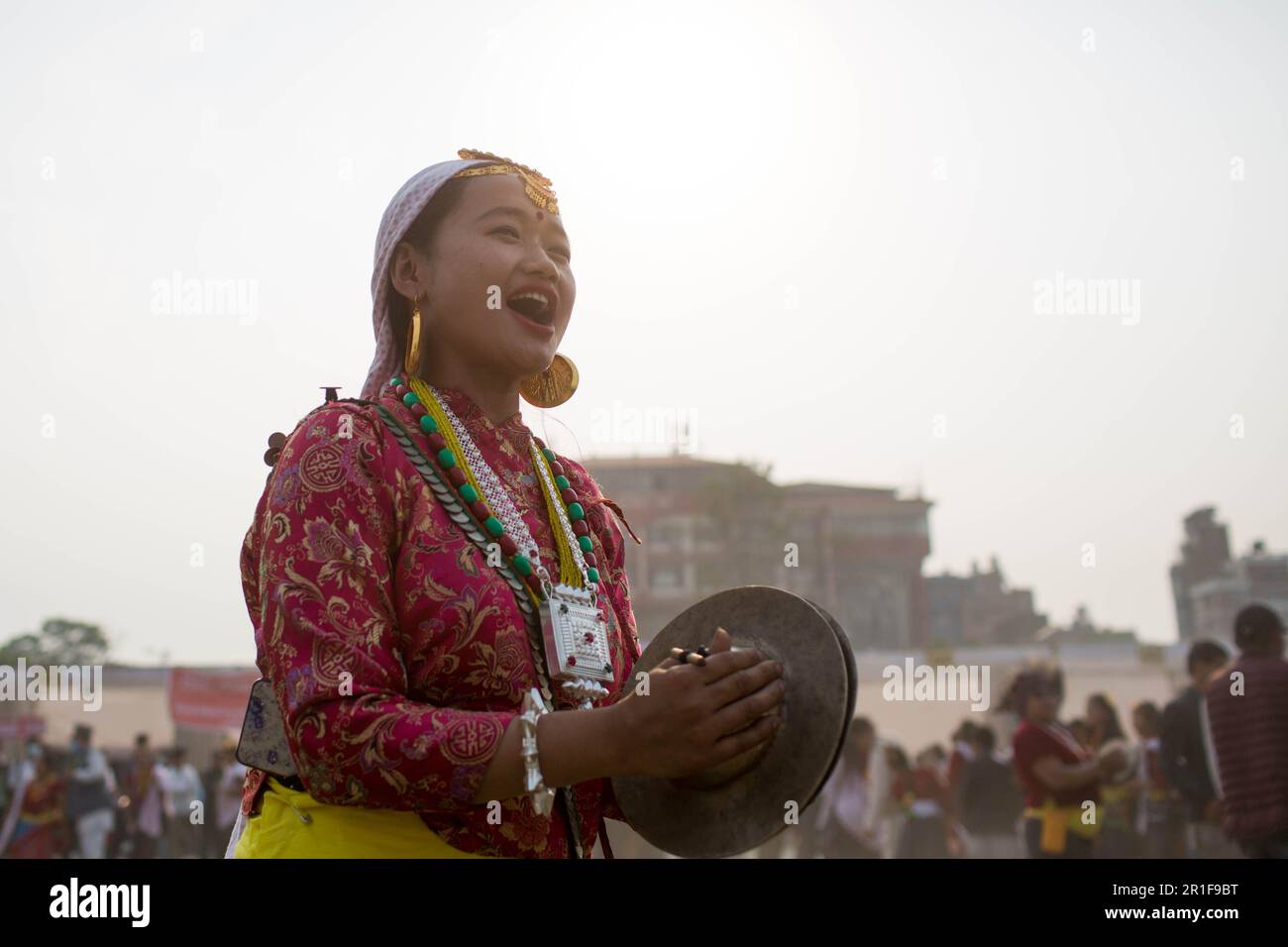 Kathmandu, Nepal. 13th May, 2023. A woman from the Kirat community