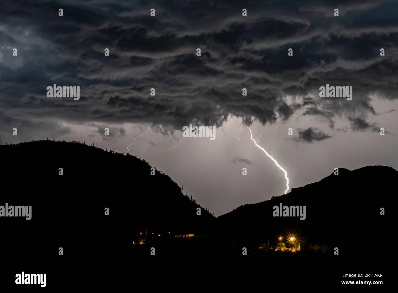 Monsoon season lightning near Tucson, AZ Stock Photo