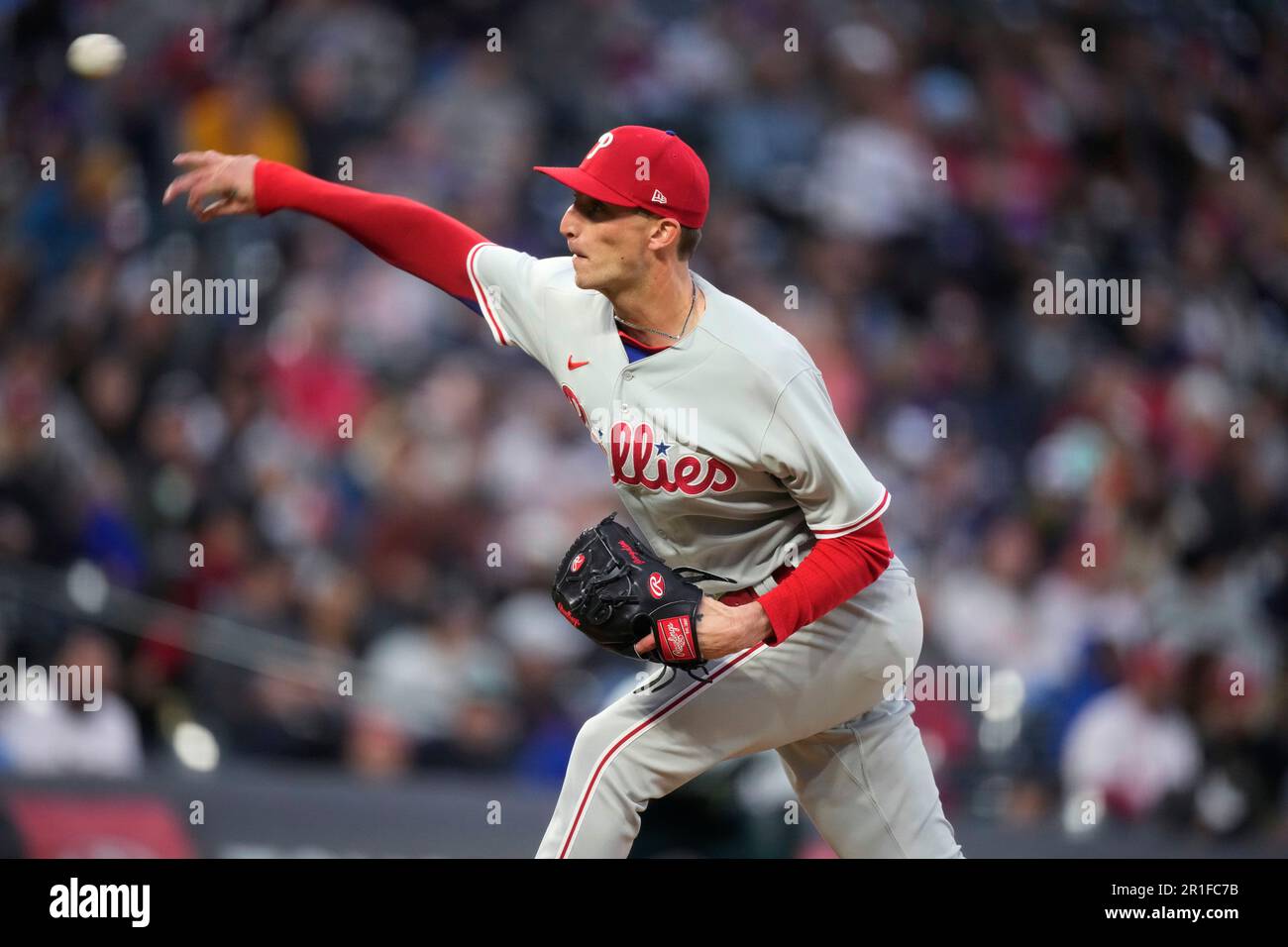Philadelphia Phillies relief pitcher Connor Brogdon works against the  Colorado Rockies during the fifth inning of a baseball game Saturday, May  13, 2023, in Denver. (AP Photo/David Zalubowski Stock Photo - Alamy