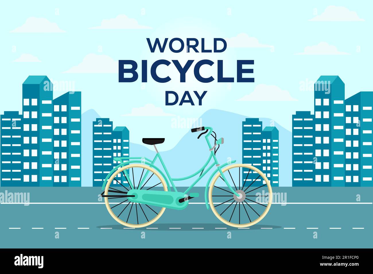 flat design world bicycle day background design vector Stock Vector