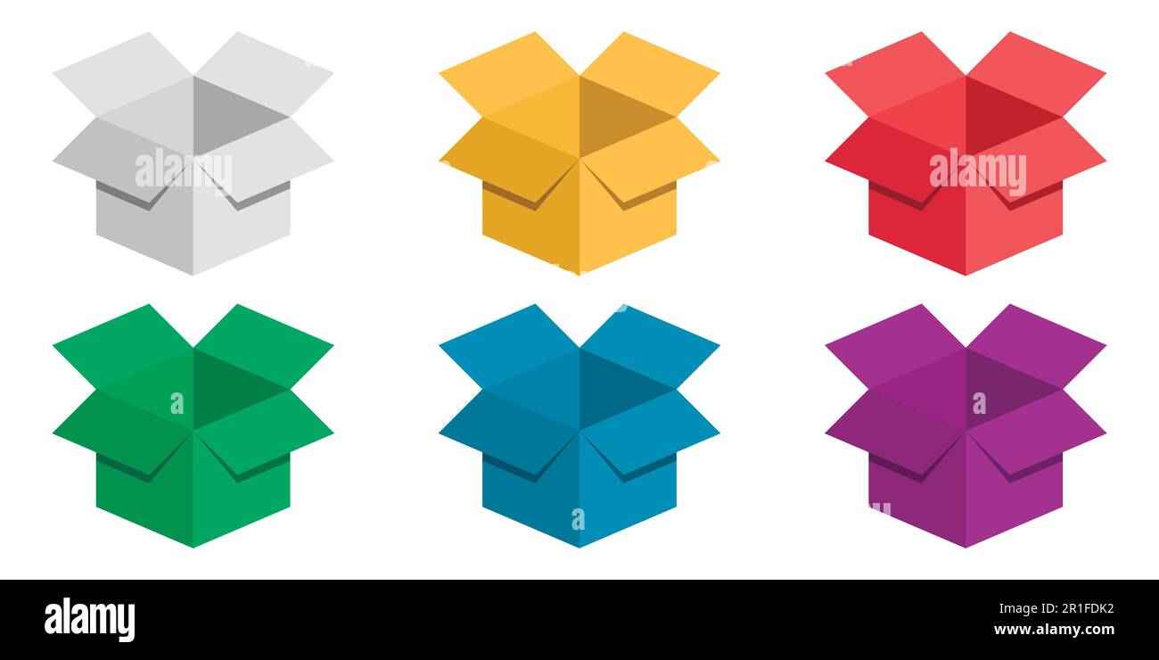 Set 3D BOX festive colorful cardboard box packaging for gifts, vector