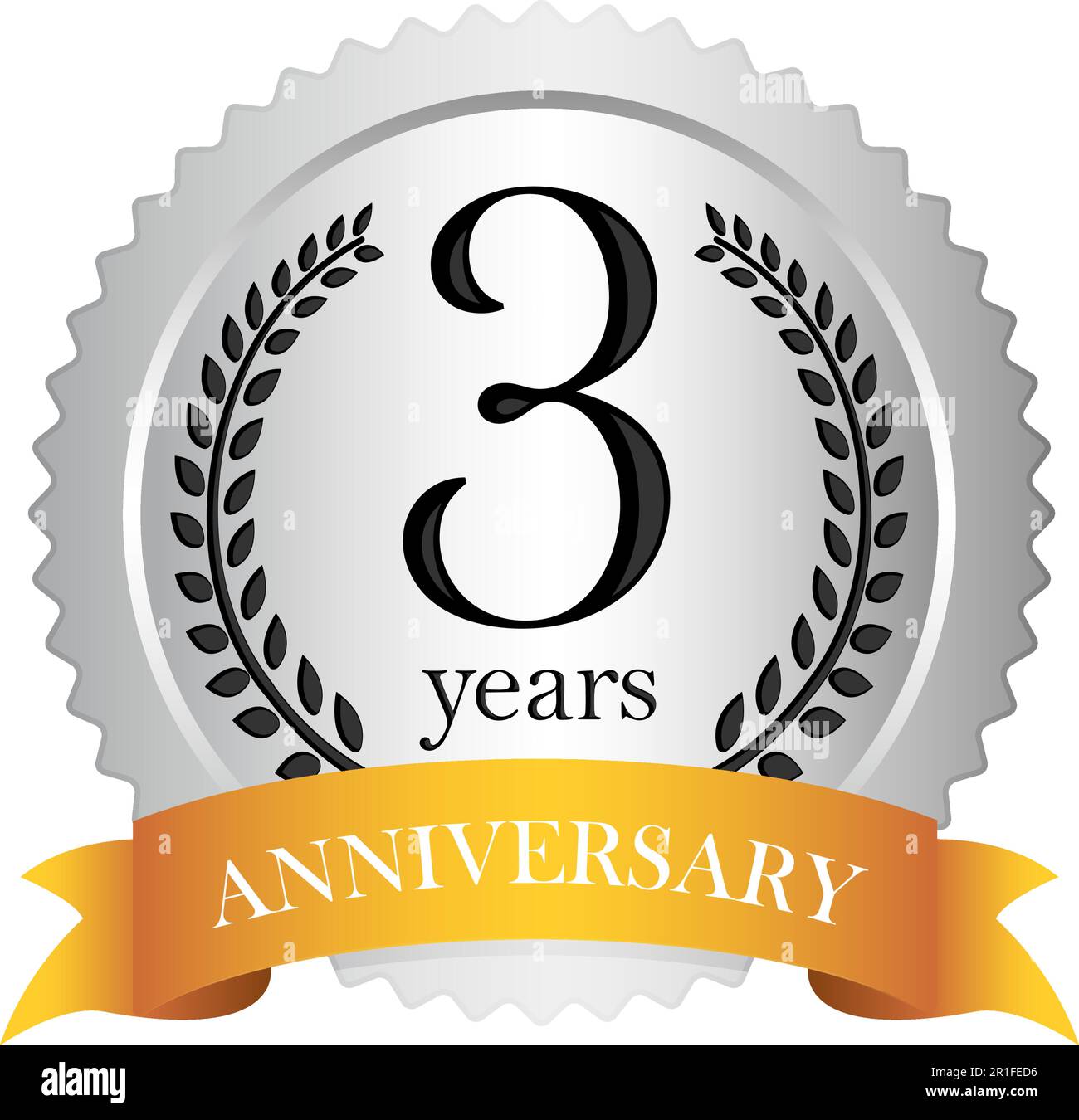 Silver anniversary medal icon | 3rd anniversary Stock Vector