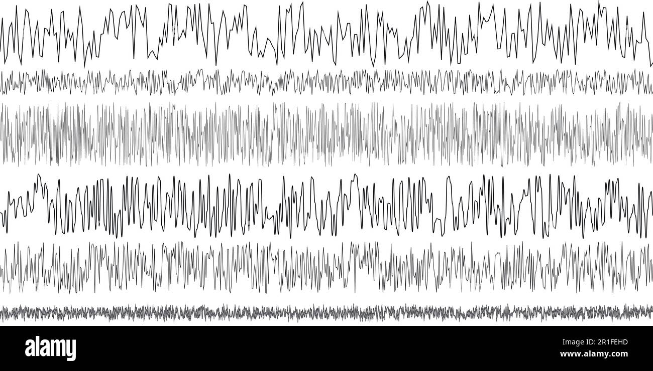 set seismic waves oscillation earthquake Stock Vector
