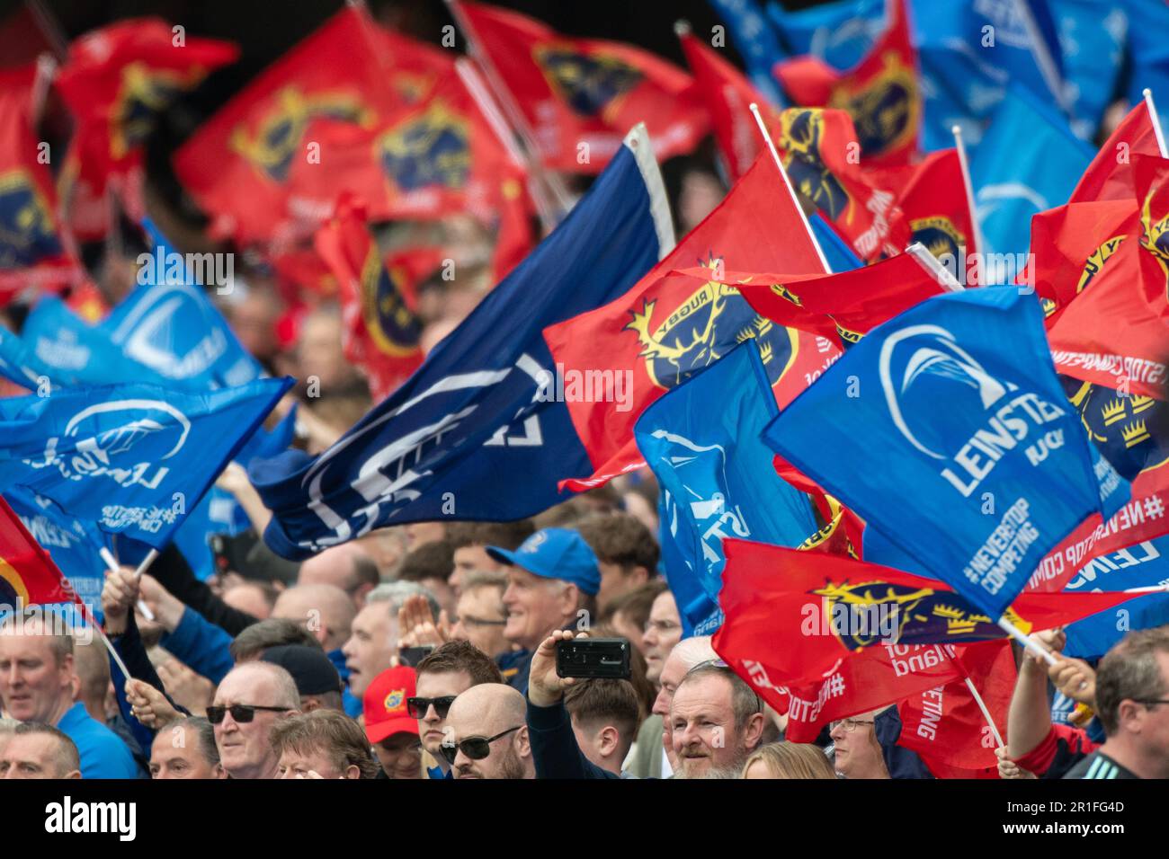 Dublin, Ireland. 13th May, 2023. Fans with the flags during the United ...
