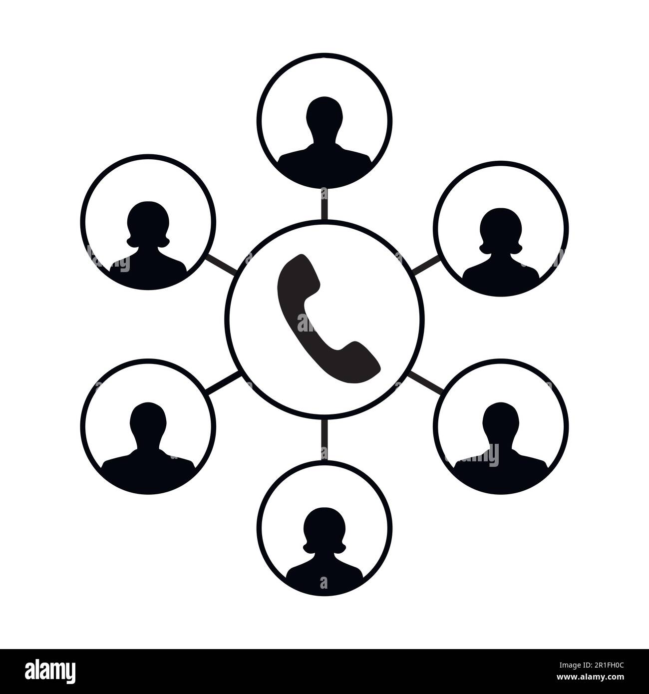 Icon of advanced call center, an operator, callers clients Stock Vector ...