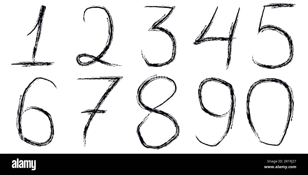 font handwritten digits brush hand Stock Vector Image & Art - Alamy