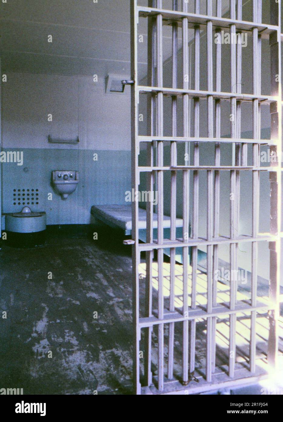 Interior of abandoned Alcatraz prison cell ca. 1986 Stock Photo