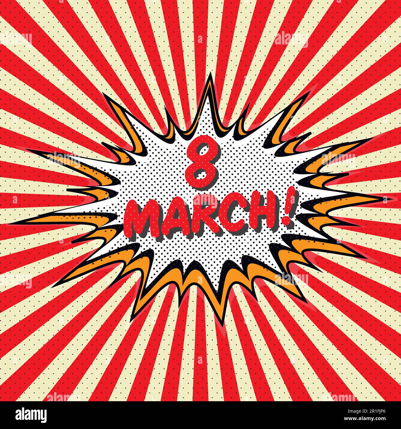 Congratulation with international women's day on March 8 in the style of pop art Stock Vector
