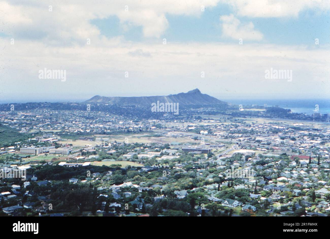 Aerial view of Diamond Head Hawaii ca. 1960 Stock Photo - Alamy