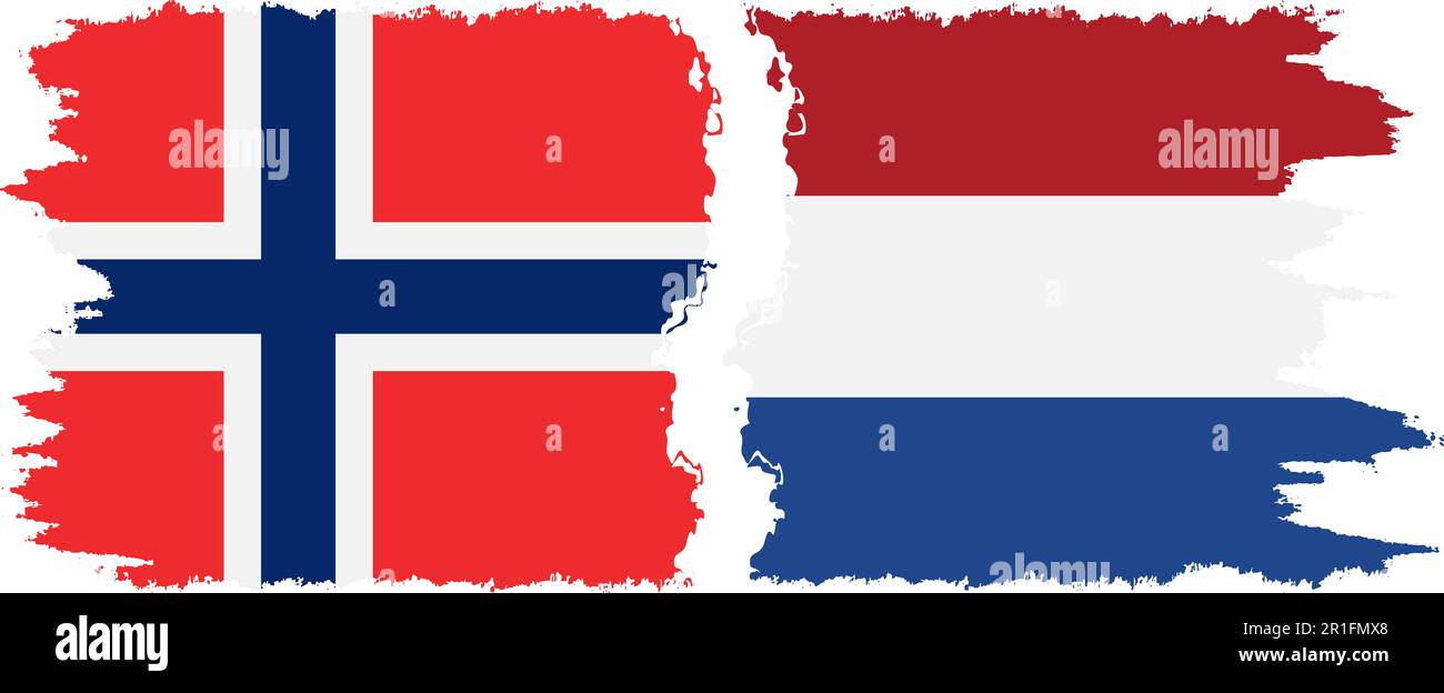 Netherlands and Norway grunge flags connection, vector Stock Vector