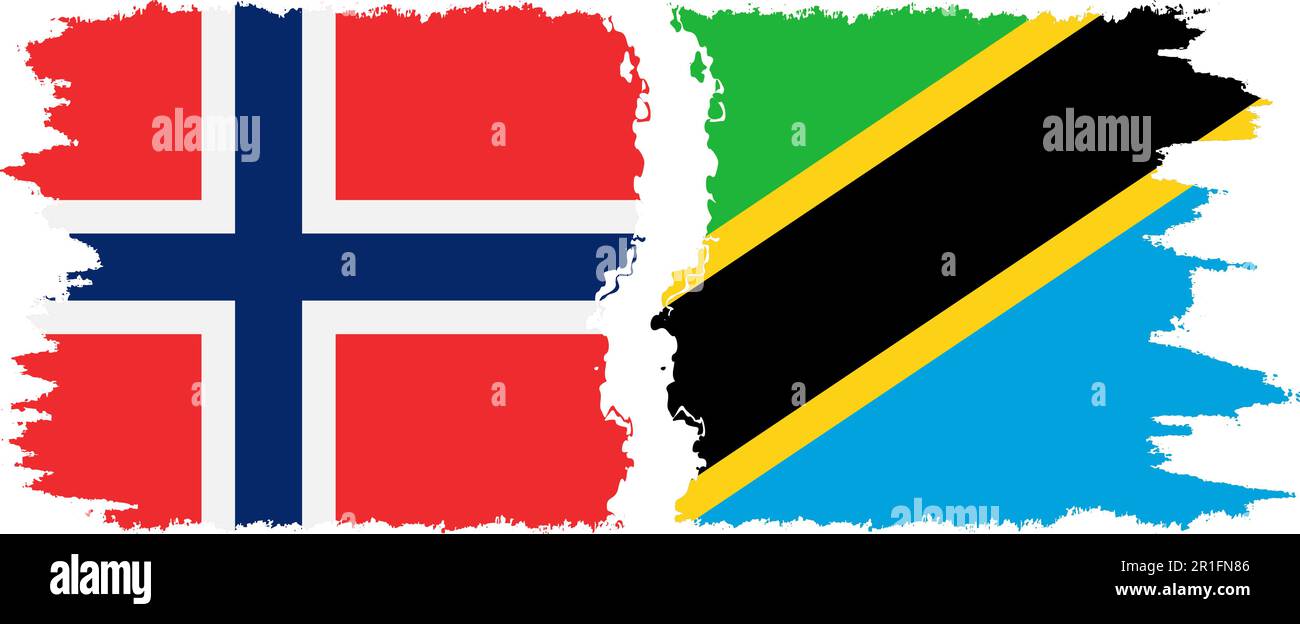 Tanzania and Norway grunge flags connection, vector Stock Vector Image ...