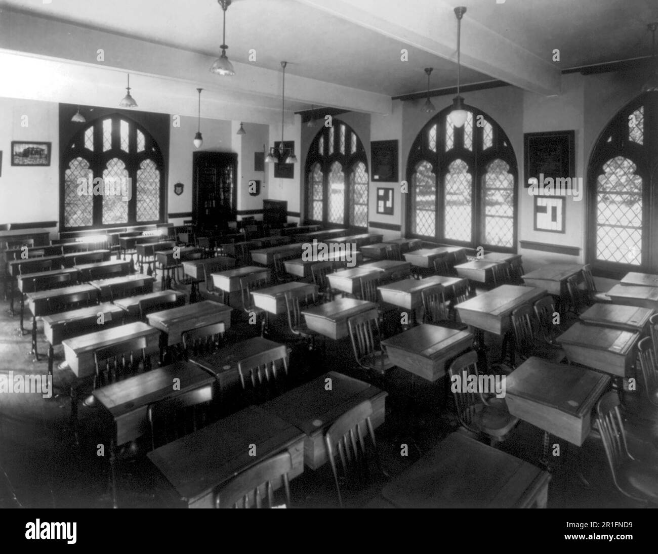 Archival Photo: Empty classroom in St. Alban's school for boys, Washington, D.C. ca. 1916 Stock Photo