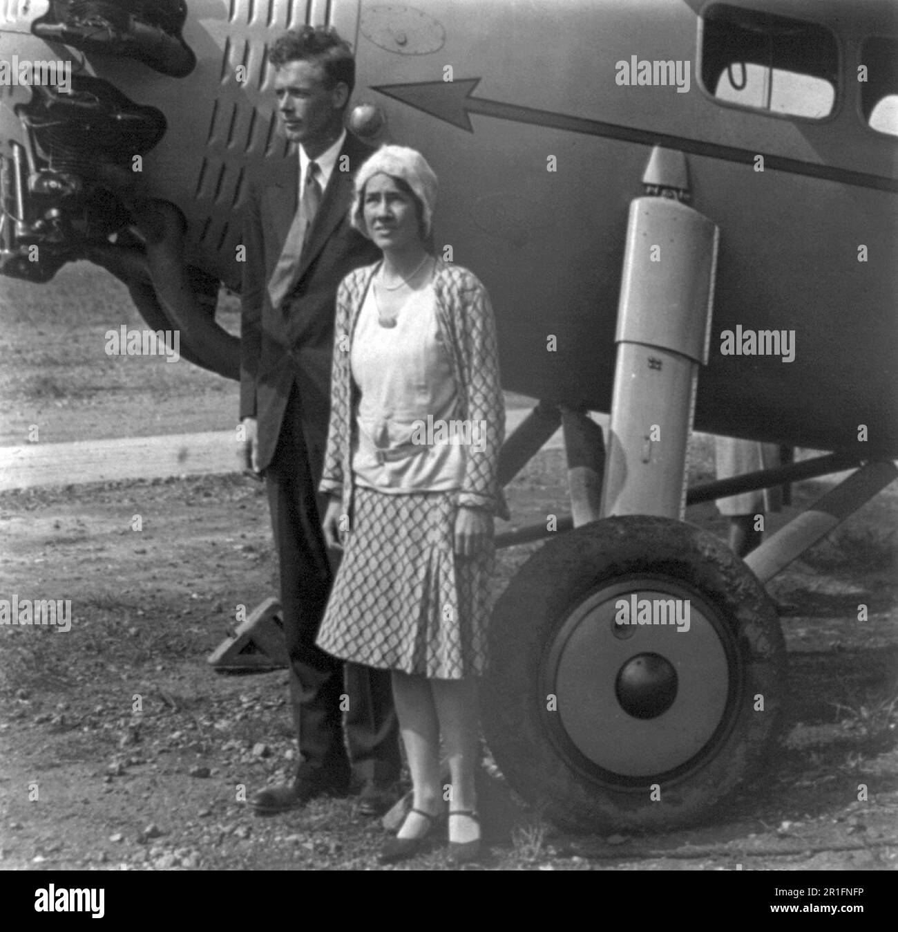 Archival Photo: Colonel Charles Lindbergh and Mrs. Lindbergh ca. 1929 Stock Photo