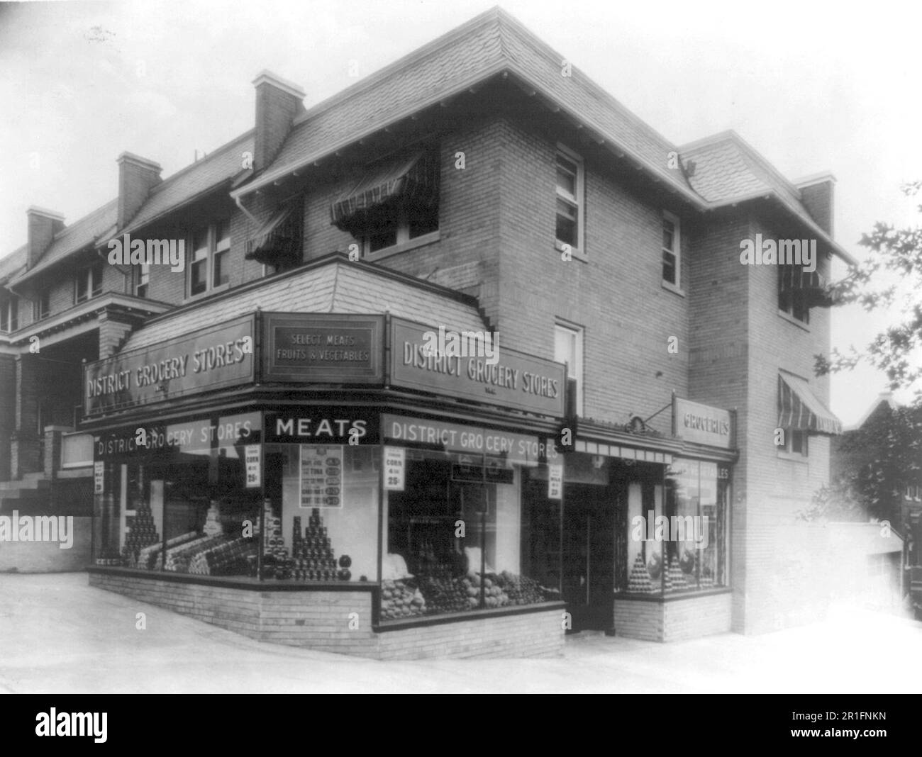 Archival Photo: Exterior view of Morris Miller's Grocery, a member of