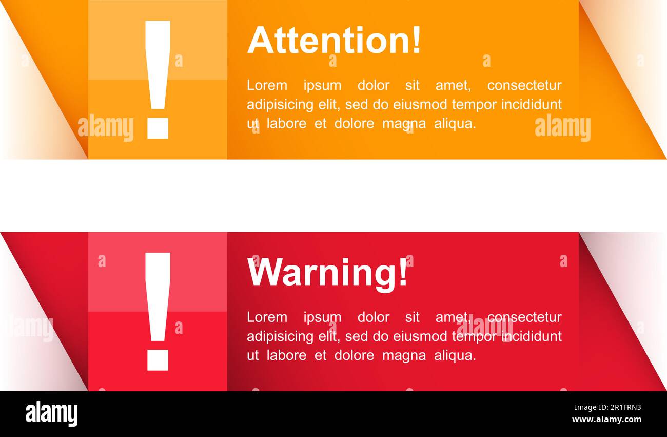 Attention and warning banners with exclamation mark, vector eps10 illustration Stock Vector ...