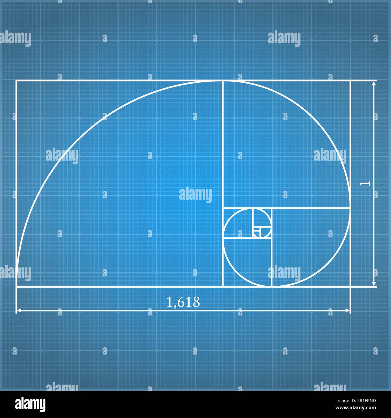 Golden proportion on blueprint, vector eps10 illustration Stock Vector ...