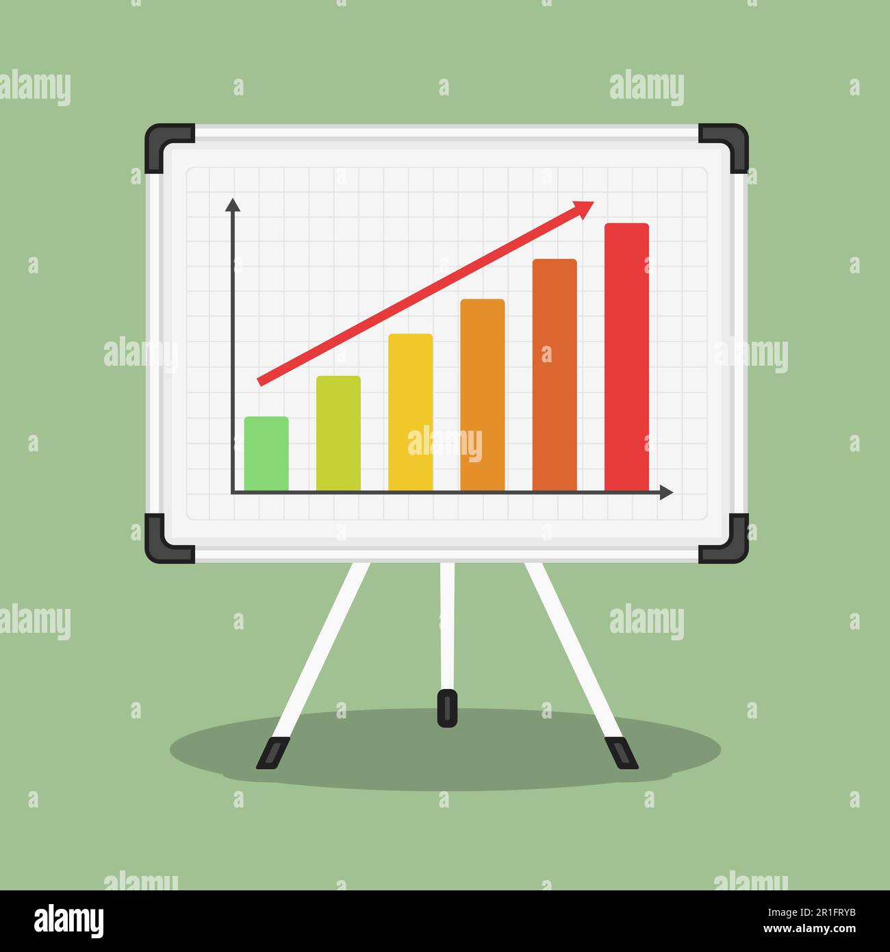 Whiteboard with growing bar graph, vector eps10 illustration Stock Vector