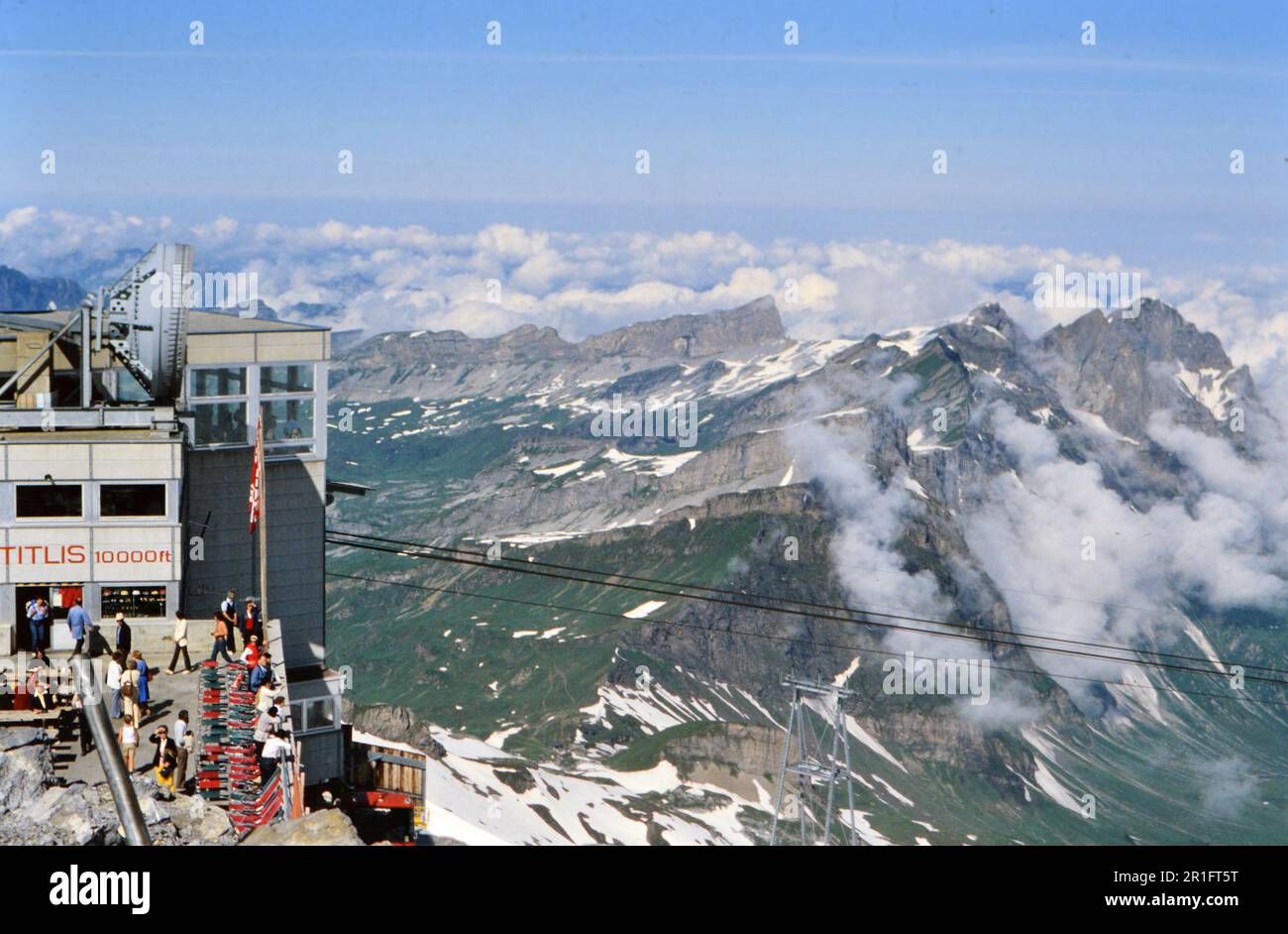 Cable car station on Mount Titlis in Switzerland ca. 1980 Stock Photo