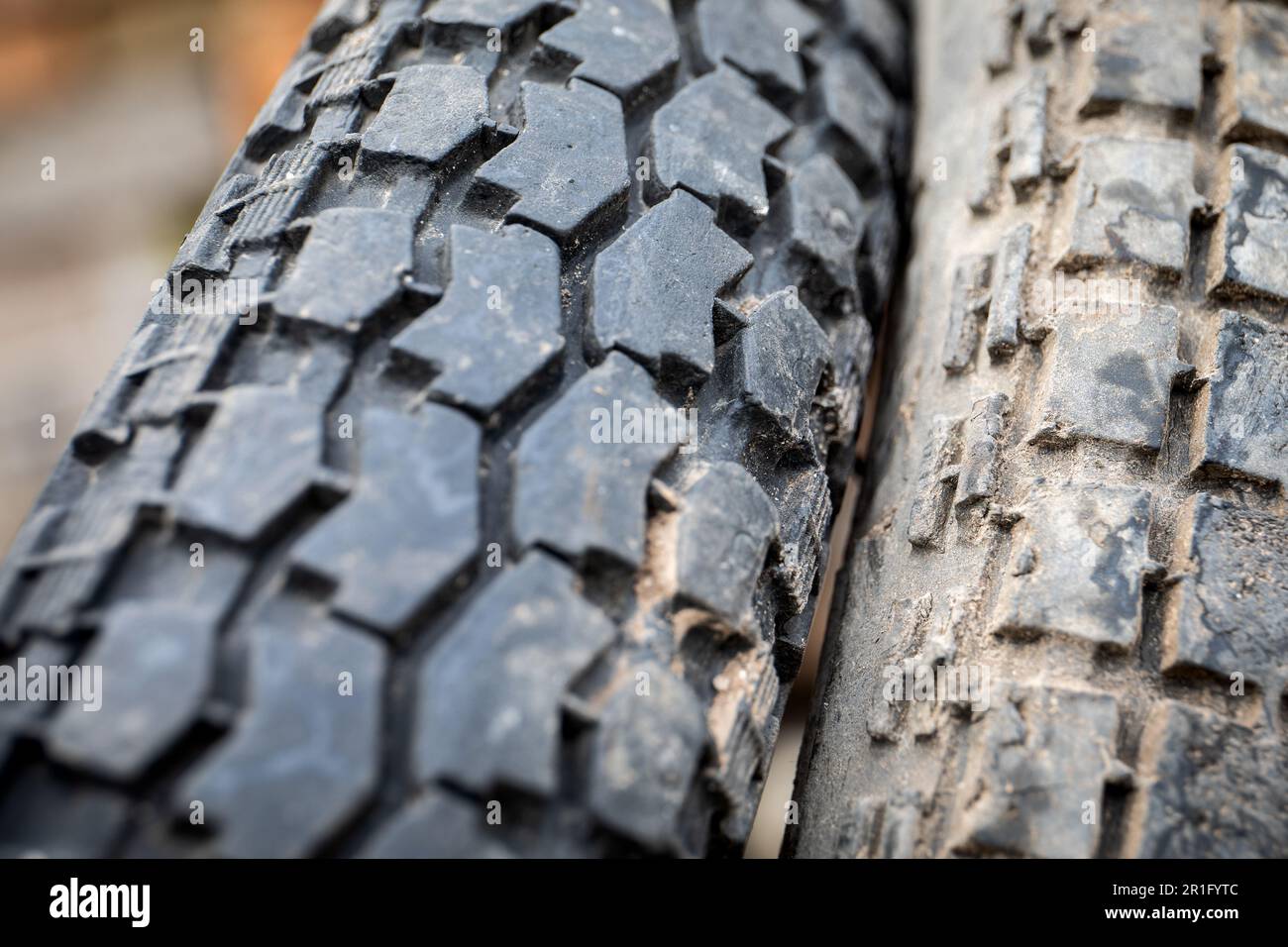 Old motorcycle tire treads, worn out and trash Stock Photo Alamy