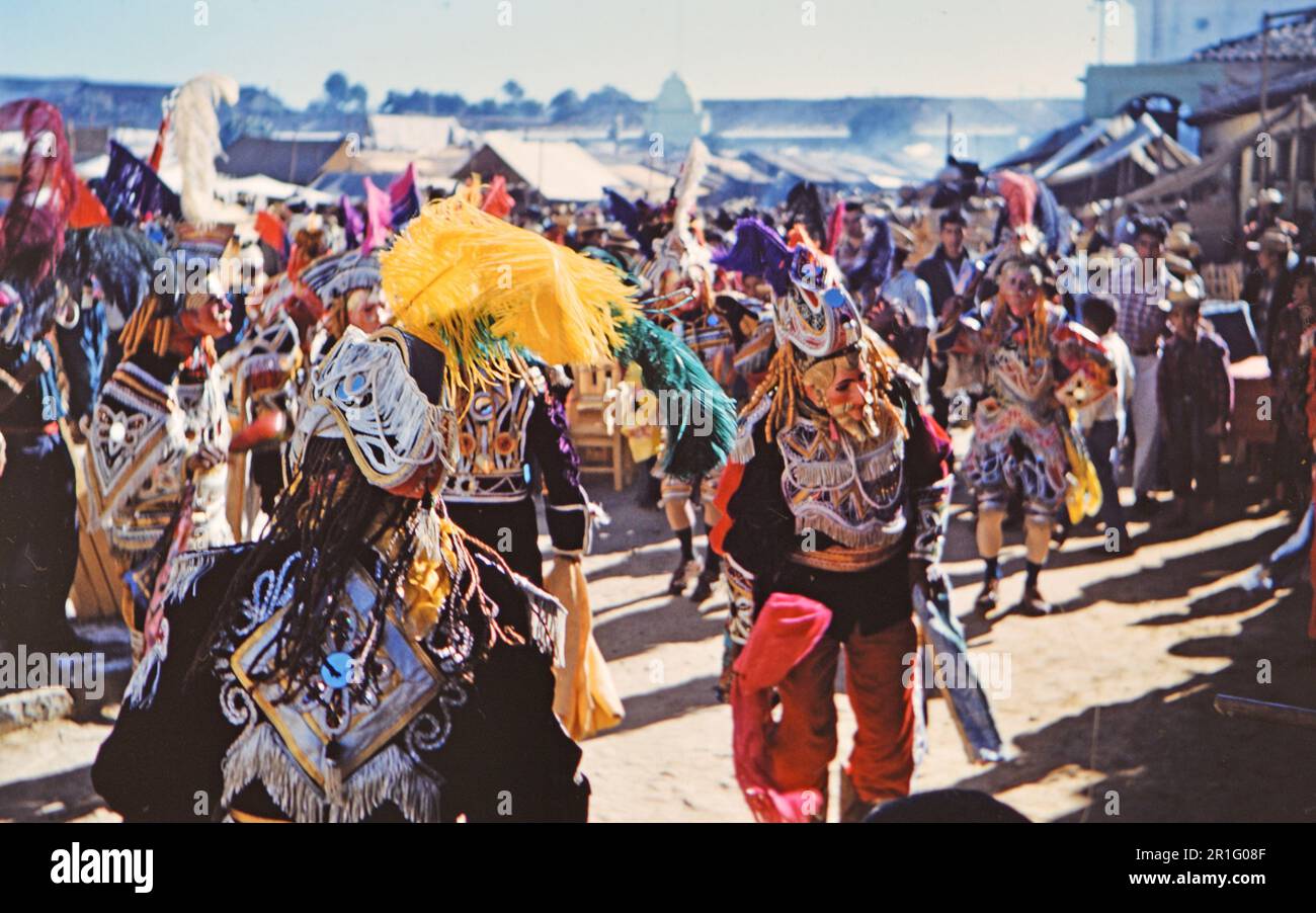 Dancers celebration a festival day in Guatemala, possibly a Mayan