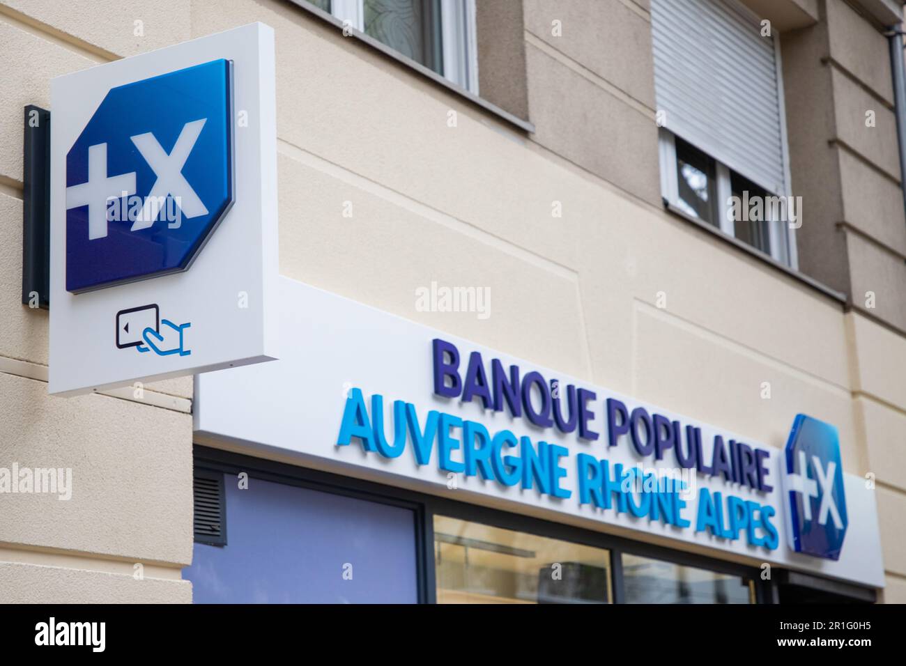 Lyon , Aura France - 04 24 2023 : Banque Populaire Auvergne Rhone Alpes ...