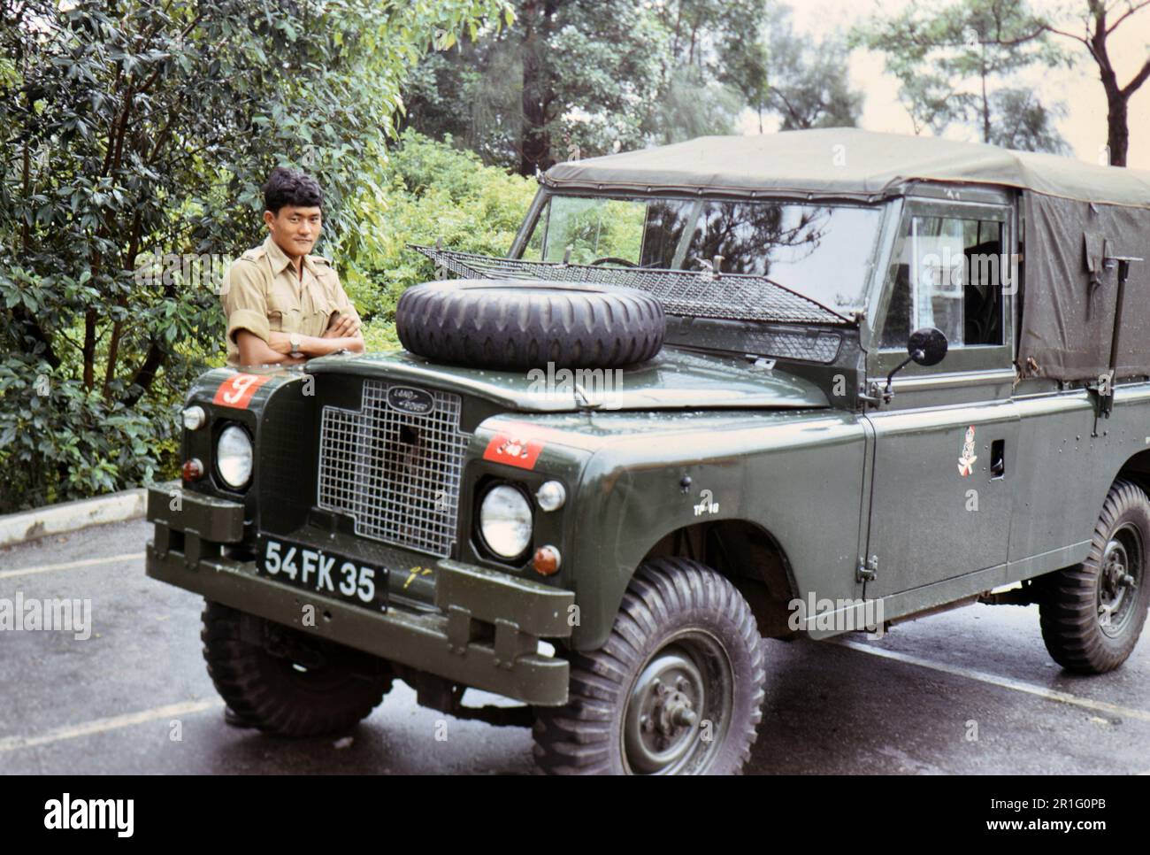 Original Caption: Gurkha Soldier near Red China border ca. 1973 Stock Photo