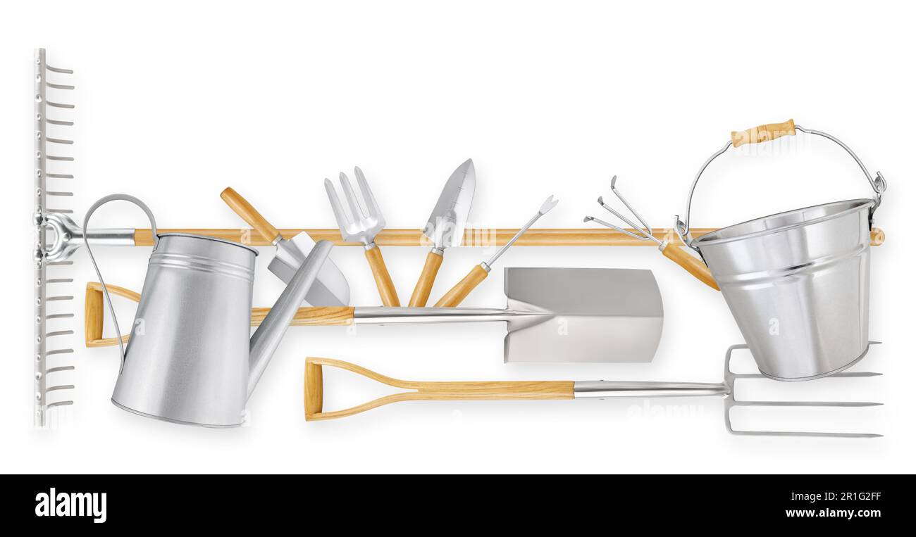 Gardening tools. Garden set equipment, isolated on white background ...