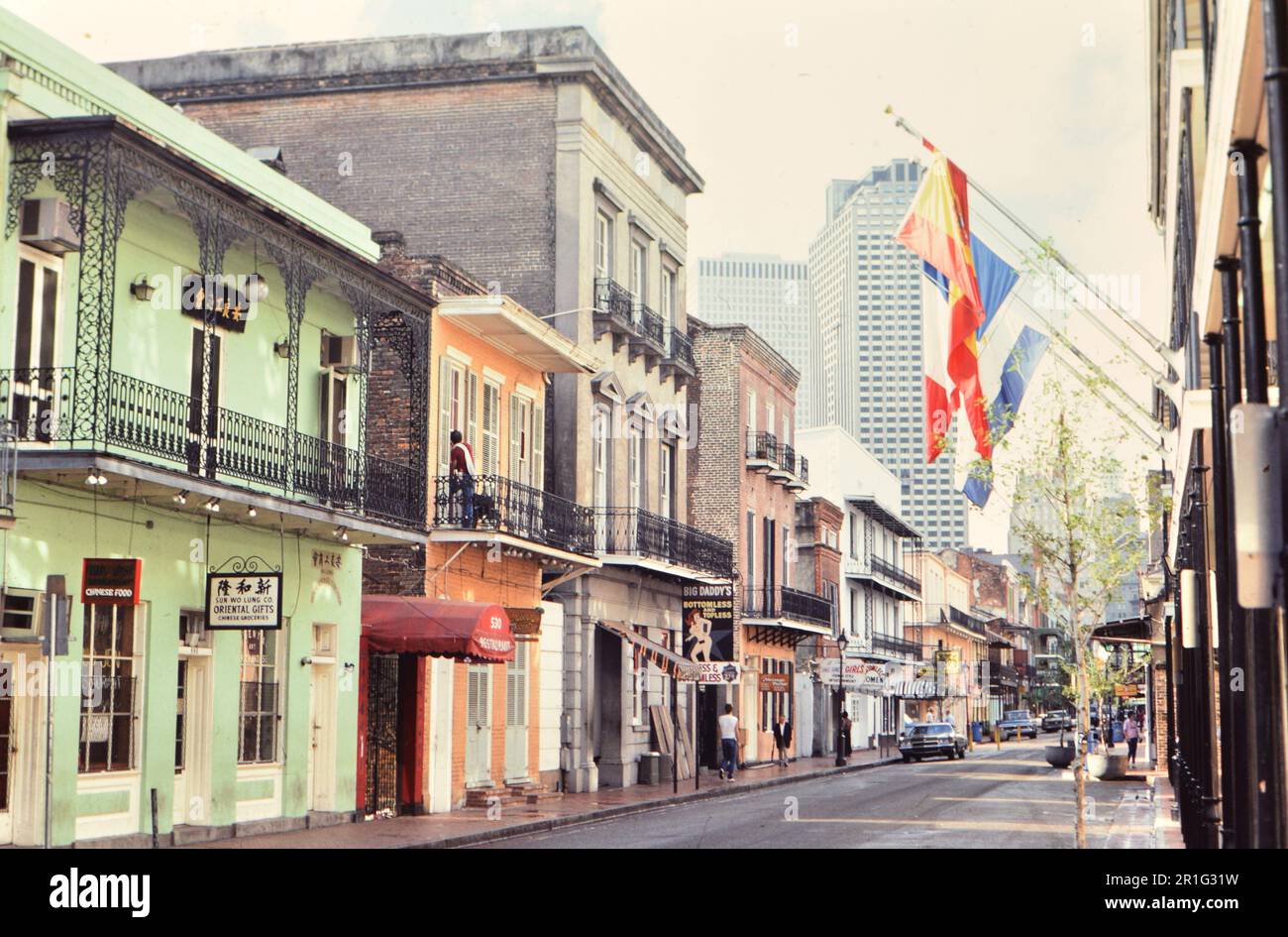 Businesses on the 500 Block of Bourbon Street in New Orleans ca. 1985