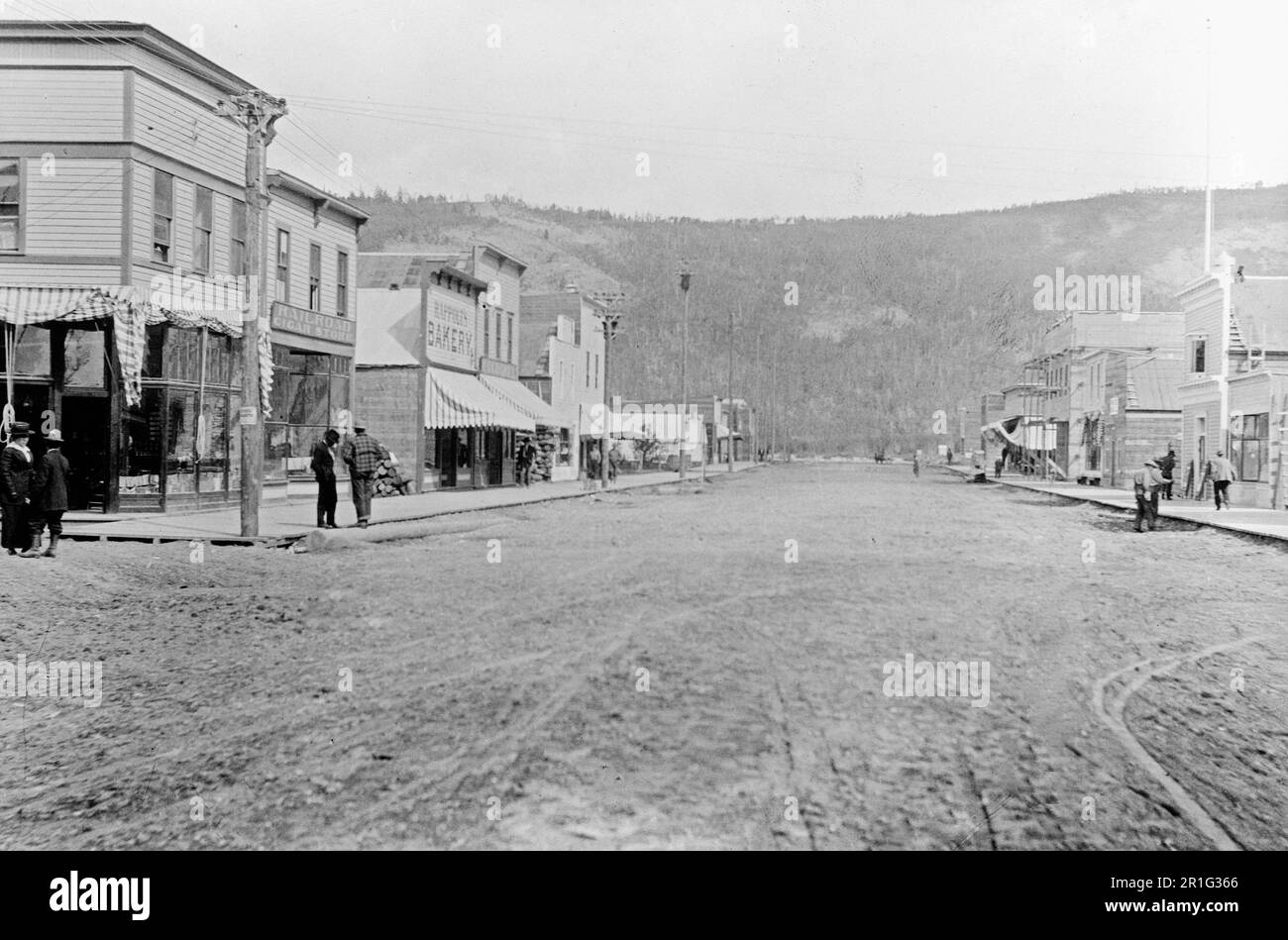Archival Photo: Looking north in downtown Nenana, Alaska ca. 1910s Stock Photo