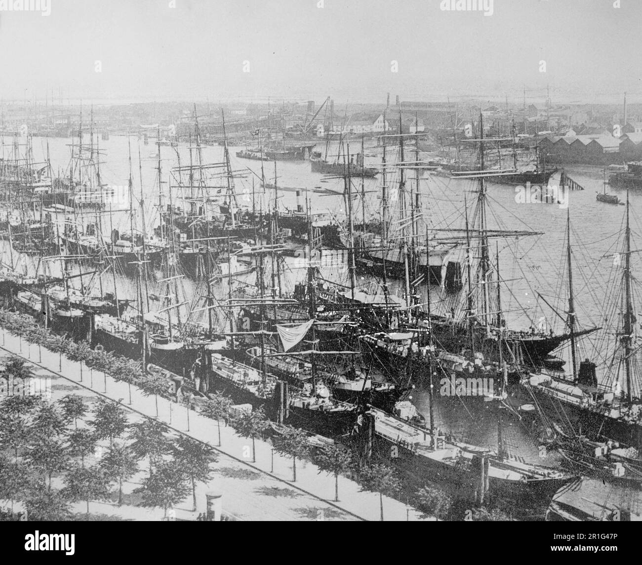 Archival Photo: Harbor at Hamburg, Germany ca. 1908-1919 Stock Photo