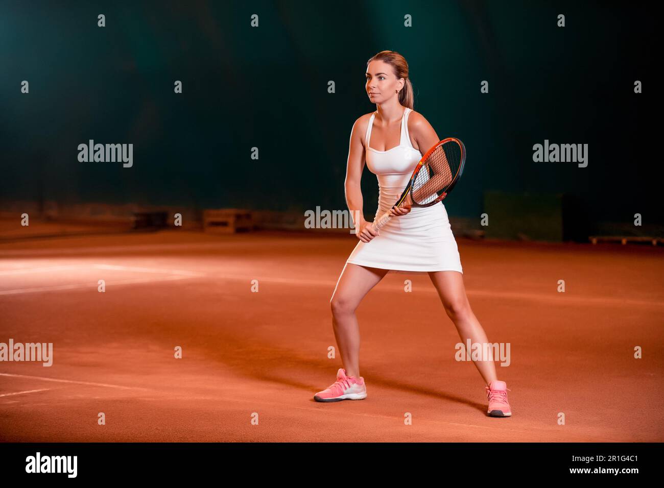 Indoor tennis court playing athlete Stock Photo Alamy