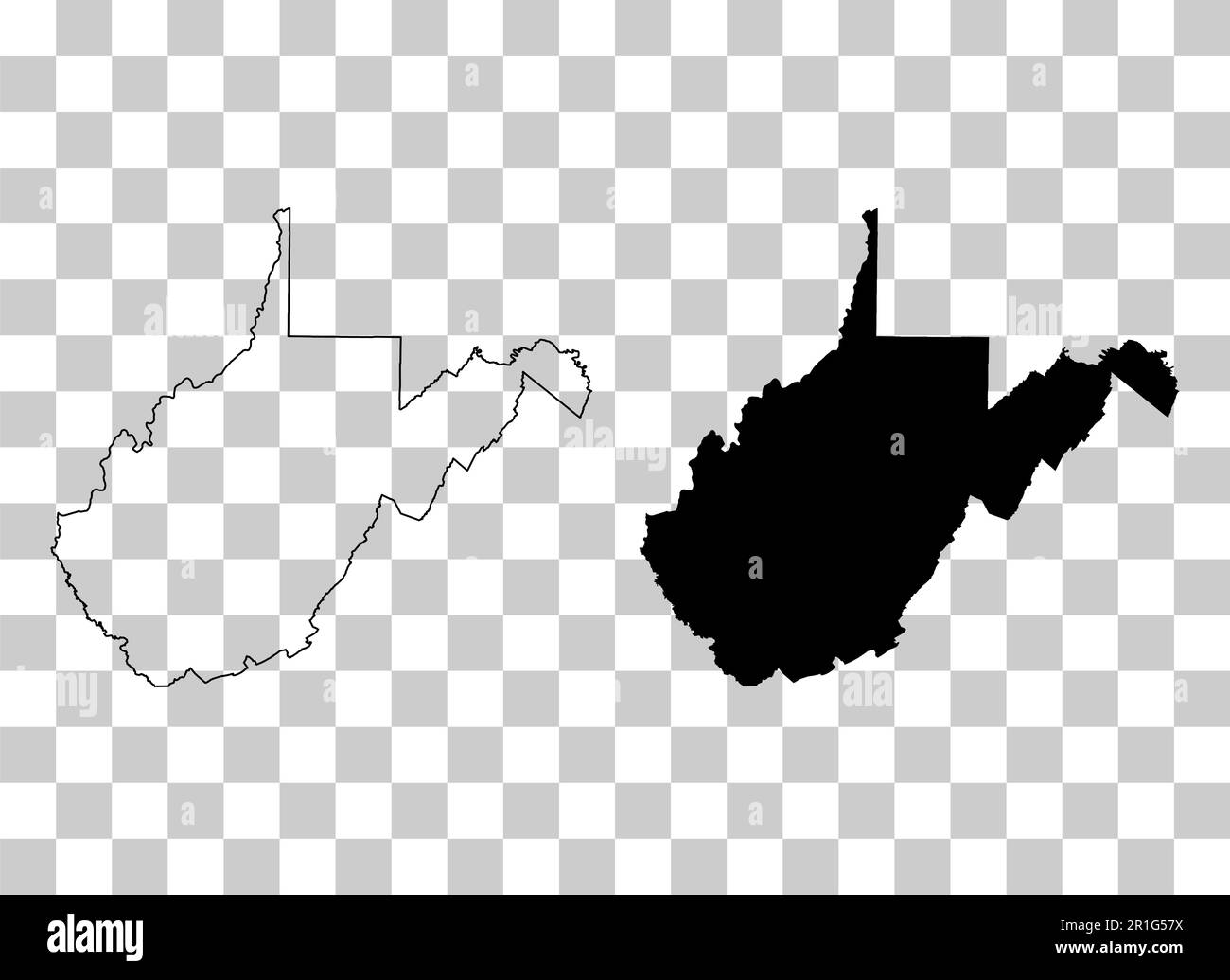 Set of West Virginia map shape, united states of america. Flat concept icon symbol vector