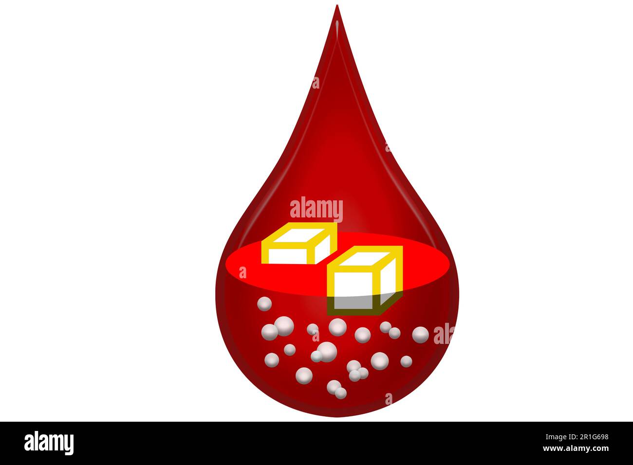 Sugar dissolves in blood drop isolated, 3d rendering Stock Photo Alamy