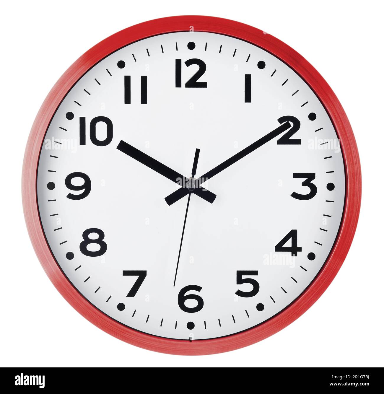 Wall clock isolated on white background. Ten past ten Stock Photo Alamy