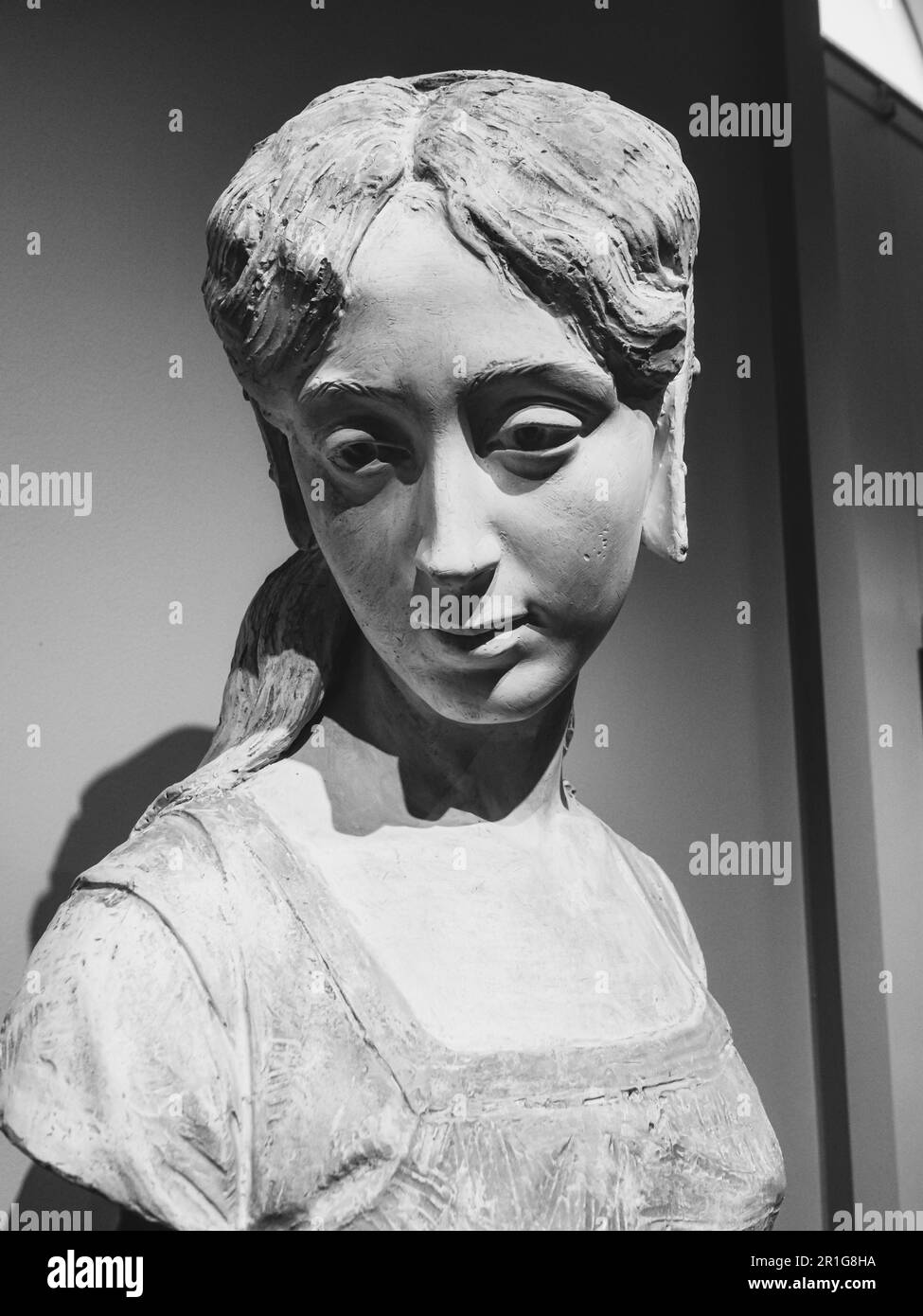 Antique sculpture of a woman in the Museum of Burgundy, Dijon, art