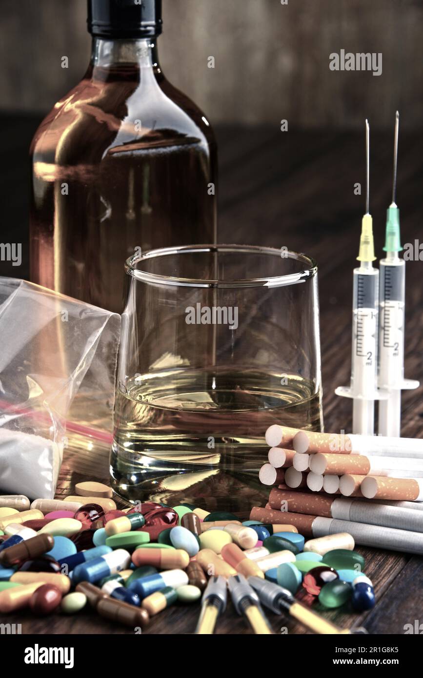 Variety of addictive substances, including alcohol, cigarettes and ...
