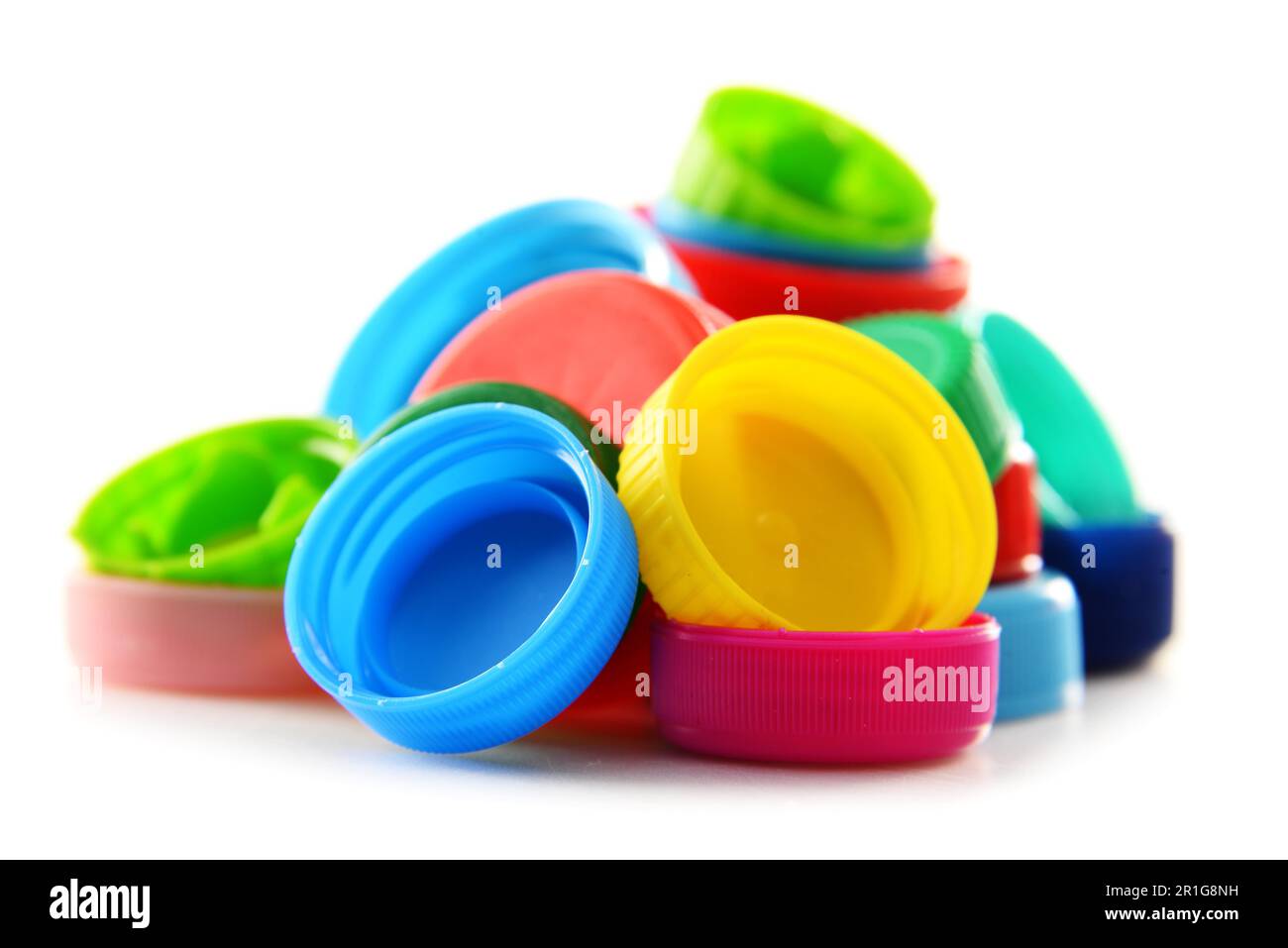 Composition with colorful plastic bottle caps Stock Photo