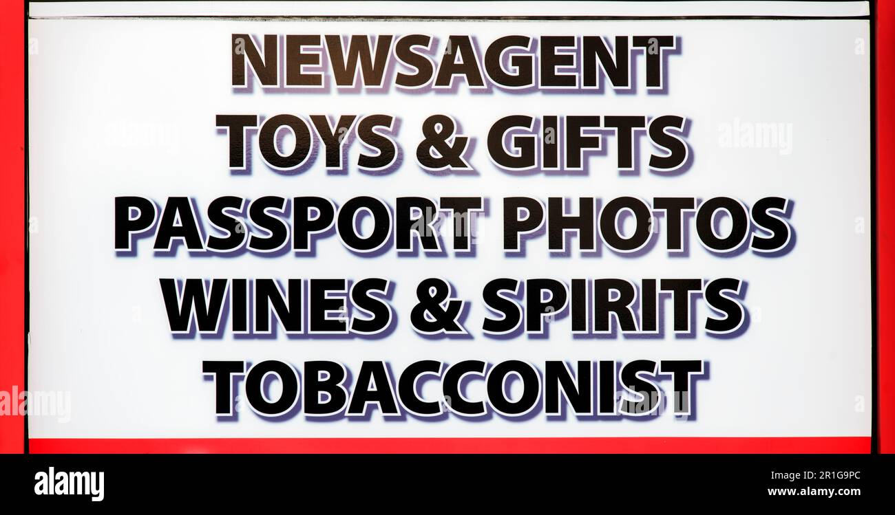 Newsagents Sign Newsagent and tobacconist sign hi-res stock photography and images - Alamy