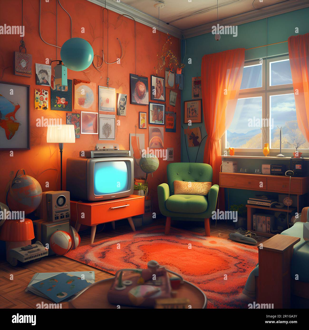 Stylish concept of retro room interior Stock Photo Alamy
