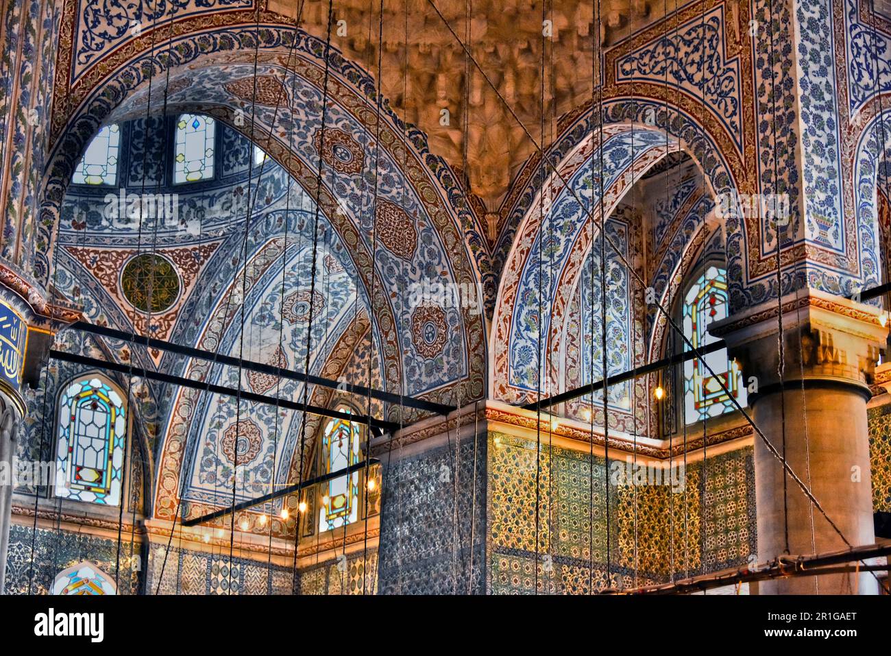 Interior of Sultan Ahmed Mosque or Blue Mosque in Istanbul, Turkey ...