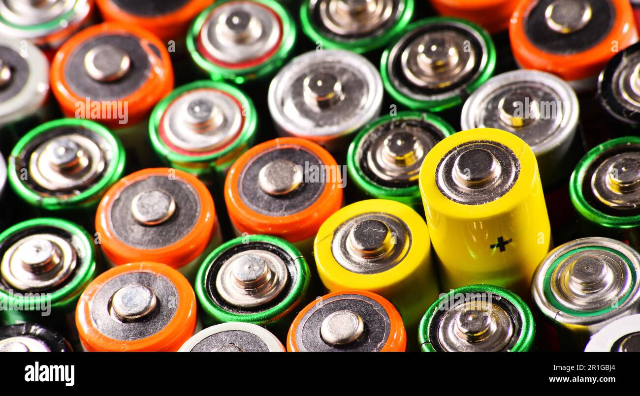Composition with alkaline batteries. Chemical waste Stock Photo Alamy