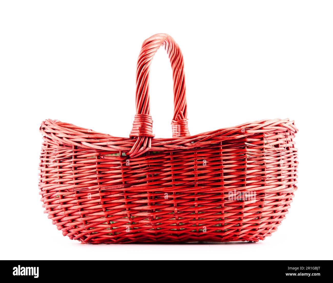 Empty wicker basket isolated on white background Stock Photo - Alamy