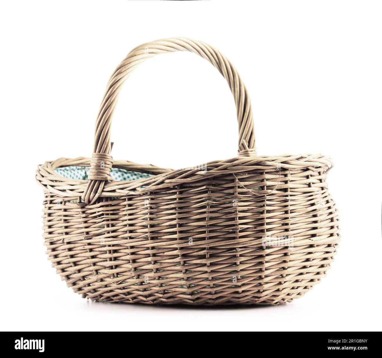 Empty wicker basket isolated on white background Stock Photo - Alamy