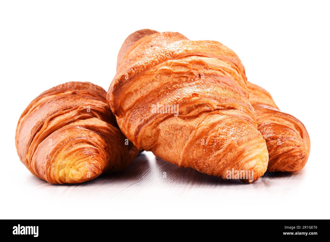 Composition with croissants isolated on white background Stock Photo
