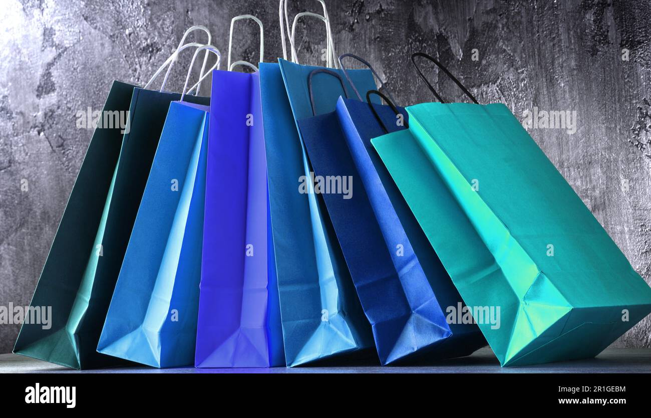 Composition with colorful paper shopping bags Stock Photo - Alamy