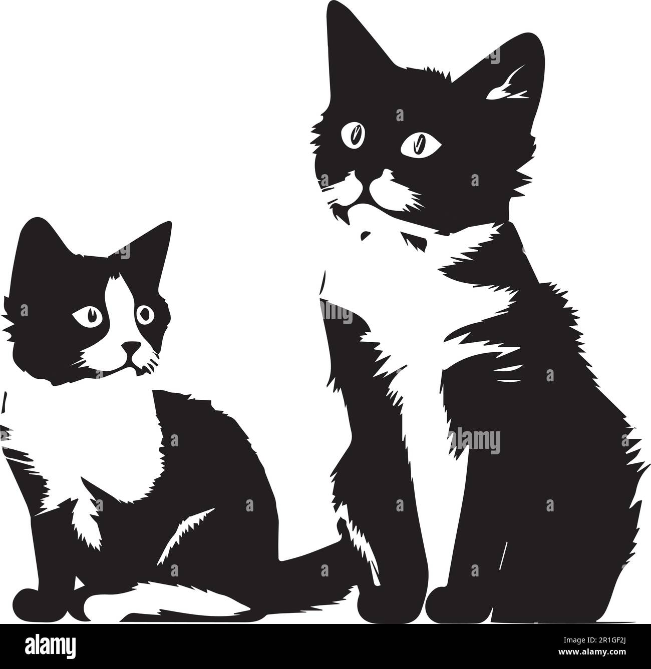 Two cat silhouette cat vector illustration. Stock Vector