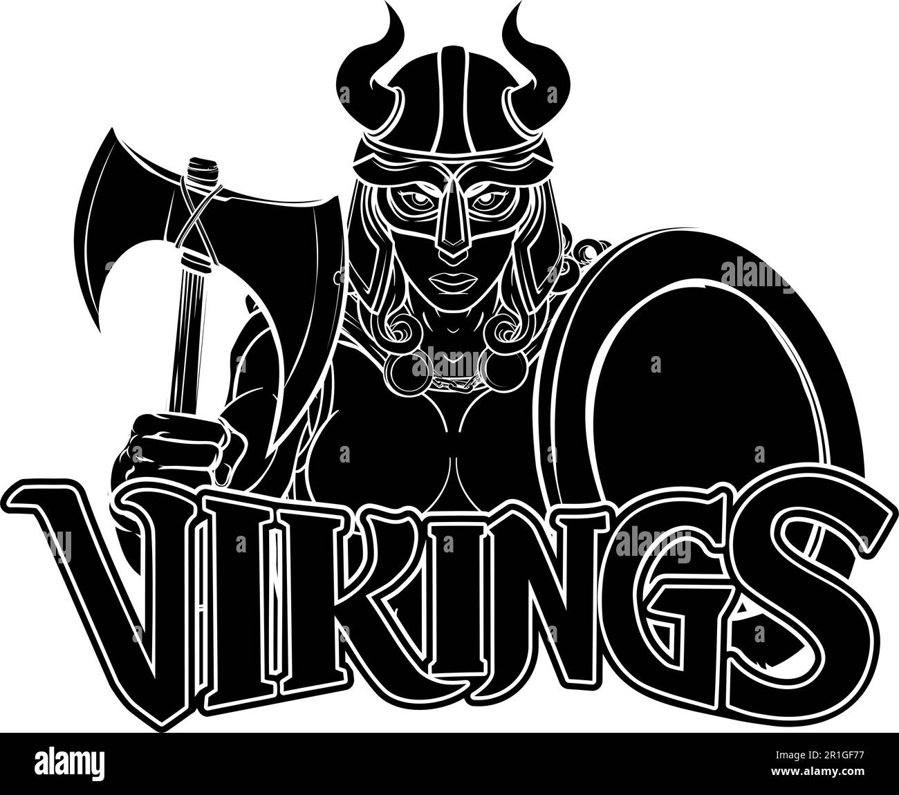Viking Female Gladiator Warrior Woman Team Mascot Stock Vector
