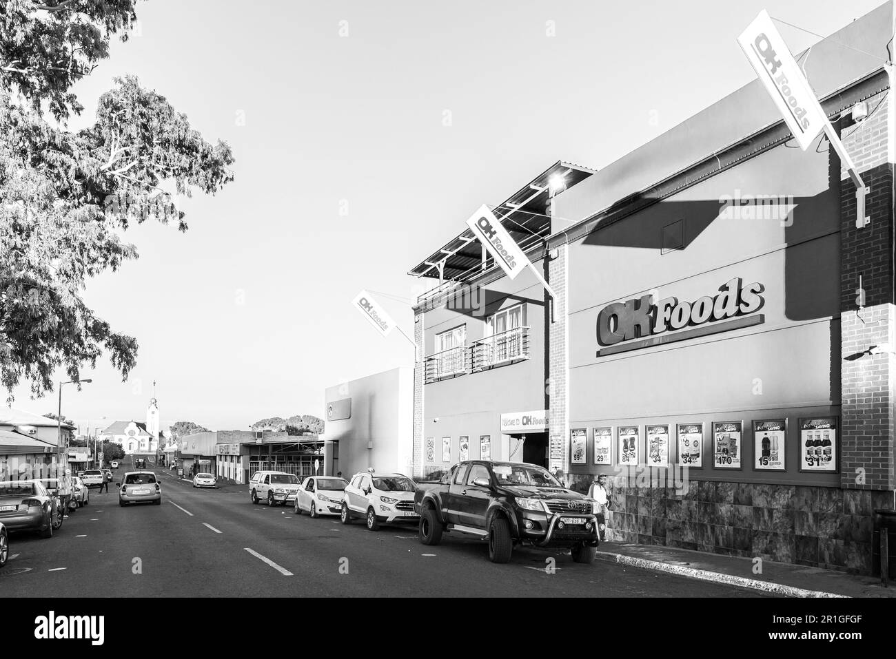 Prieska, South Africa Feb 28 2023 A street scene, with a supermarket